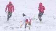 Chiefs wideout Demarcus Robinson was fully embracing the snow at Arrowhead Stadium. 