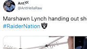 Marshawn Lynch was in the parking lot to celebrate the Raiders' last game in Oakland