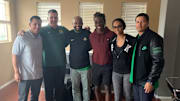 5-star cornerback Kelee Ringo with the Oregon Ducks coaches for an in-home visit. 