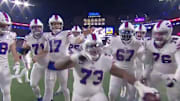Dion Dawkins celebrates after Bills big man TD in New England