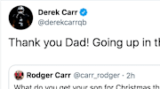 Derek Carr's dad got him a Ken Stabler autographed photo for Christmas 