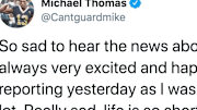 Michael Thomas reacts to sudden death of reporter Carley McCord