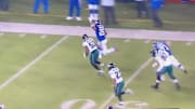 Saquon Barkley actually threw up the peace sign at the 50 yard line on his touchdown run.