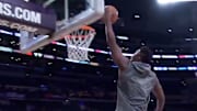 Zion Williamson dunking before the New Orleans Pelicans game against the Los Angeles Lakers