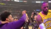 Los Angeles Lakers teammates' Quinn Cook, Dwight Howard and LeBron James