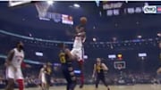 Detroit Pistons rookie Sekou Doumbouya took flight on Cleveland Cavaliers forward Tristan Thompson