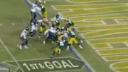 Seattle Seahawks running back Marshawn Lynch fought hard and picked up a one-yard touchdown run.