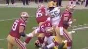 Close-up angle of Jimmy Garoppolo tackle attempt proves knee brace saved him