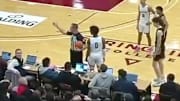 Someone got ejected for throwing a yellow paper at Bronny James in Sierra Canyon's high school game