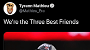 Tyrann Mathieu tweeted a cute picture alongside Patrick Mahomes and Travis Kelce Wednesday.