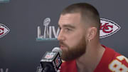Kansas City Chiefs tight end Travis Kelce roasts Patrick Mahomes for eating steak with ketchup.