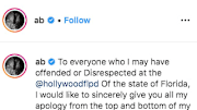 Antonio Brown offered up an apology to the Hollywood, Florida police department.