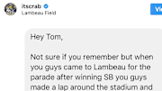 Tom Crabtree of the Green Bay Packers is about to get his Super Bowl towel back