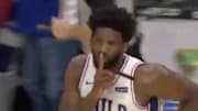 Philadelphia 76ers star Joel Embiid shushed the crowd after hitting a clutch shot.