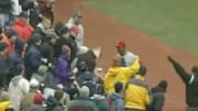 A man used a piece of pizza as a weapon at a Red Sox game