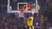 Los Angeles Lakers star LeBron James throws down huge dunk