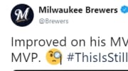 The Brewers' official Twitter account had a perfect response to Christian Yelich losing the NL MVP.