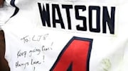 Deshaun Watson called Lamar Jackson 'MVP' during postgame jersey swap on Sunday.