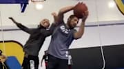 UFC star Khabib Numragomedov plays basketball just like he fights in the octagon...well.