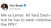 Tom Brady challenges Lamar Jackson to a 40-yard dash contest...let's make it happen.
