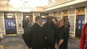 The New York Knicks front office were spotted chatting with New Orleans Pelicans GM David Griffin.