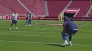 Cowboys linemen tried running routes prior to Saturday's game against the 49ers, and it's gold.