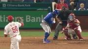 Tony Kemp was charged for a strike on a pitch well outside the batter's box.