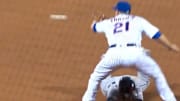 Jose Ramirez slides between Todd Frazier's legs for a triple, and it was glorious.