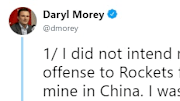 Rockets general manager Daryl Morey sends apology on Twitter following remarks about China protests.