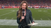 Andy Reid provides positive injury update on Patrick Mahomes to Erin Andrews at halftime.