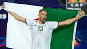Islam Slimani lors de la victoire à la Coupe d'Afrique des Nations. 