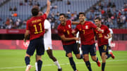 España celebrando un gol
