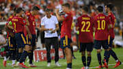 Luis Enrique und einige seiner Schützlinge: Hier beim WM-Quali-Spiel gegen Georgien