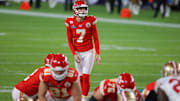 Chiefs kicker Harrison Butker in Super Bowl LIV against the 49ers