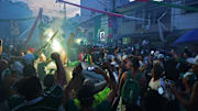 La previa de los hinchas de Palmeiras.