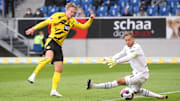 Erling Haaland came close to doubling Dortmund's lead following Marco Reus' opener