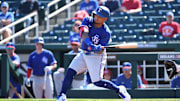 Texas Rangers OF Willie Calhoun suffered injuries after getting hit in the face with a pitch.