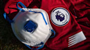 The Premier League Logo with a Protective Face Mask