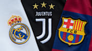 I loghi di Real Madrid, Juve e Barcellona