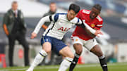 Heung-min Son (à gauche) a inscrit son quatorzième but en Premier League contre Manchester United. 