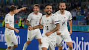 La gioia "azzurra" dopo il 3-0 di Insigne alla Turchia