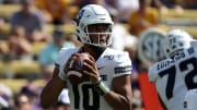 Green Bay Packers QB Jordan Love as a member of the Utah State Aggies