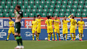 Borussia Dortmund celebrate taking the lead.