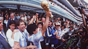 Maradona after lifting the 1986 World Cup
