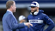 FOX NFL analyst Troy Aikman and Dallas Cowboys QB Dak Prescott