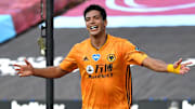 Raul Jimenez  celebrating his opener