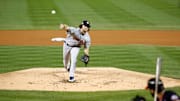 Gerrit Cole pitching in World Series Game 5