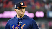 Astros shortstop Carlos Correa ahead of a 2019 World Series game against the Washington Nationals