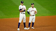 Houston Astros shortstop Carlos Correa with second baseman Jose Altuve