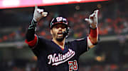 Washington Nationals catcher Kurt Suzuki during the 2019 World Series against the Houston Astros